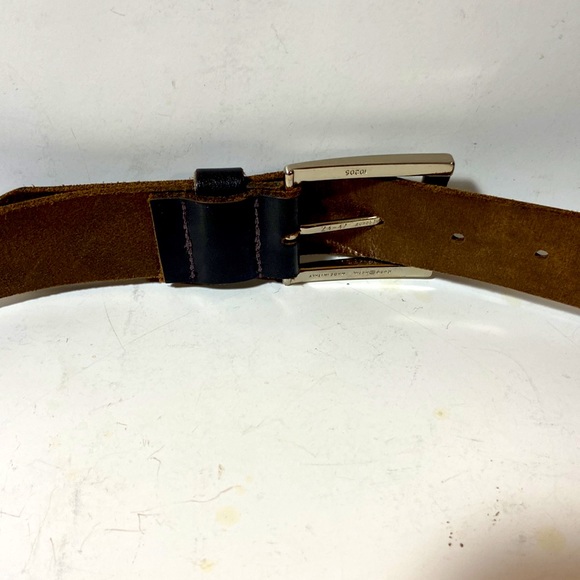 CS Sport Brown Saddle Leather sz 85 Belt w/Braided Accent Nickel Buckle Italy - Picture 4 of 6